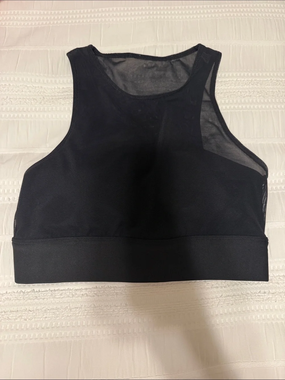ALO Yoga Black High-Neck Mesh Tank/Bra with built in pads